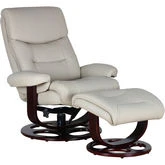 Dawson Swivel Pedestal Recliner & Ottoman in Ivory Top Grain Leather